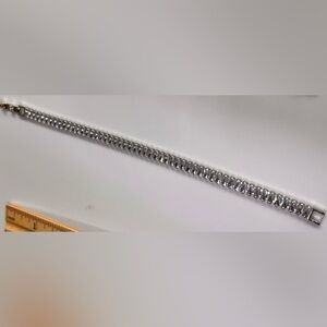 Silver Cubic Link Bracelet - Women